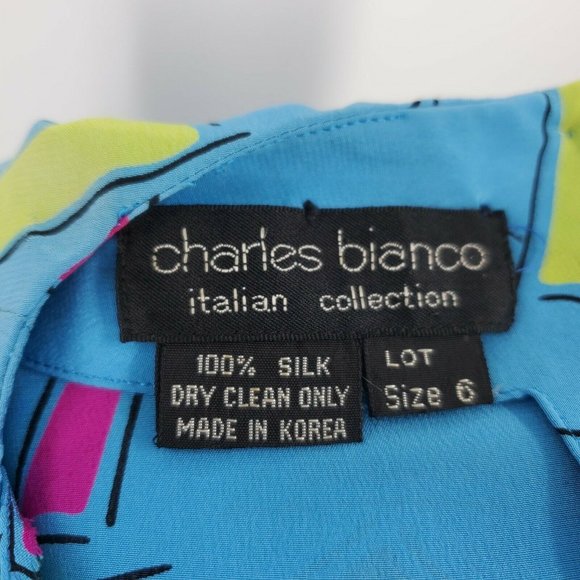 Charles Bianco Vintage Silk Geometric Print Dress - Picture 9 of 9